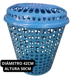 Cesta de Plástico con Tapa Diámetro 42cm Altura 50cm