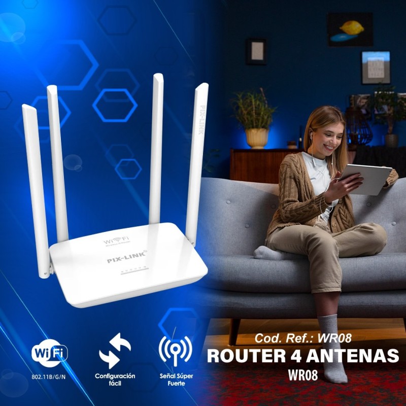 Router&Repetidor 4 Antenas Pix Link