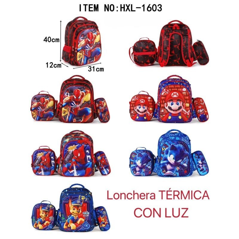 Mochila 3 Pcs para Niños con Luces 1603