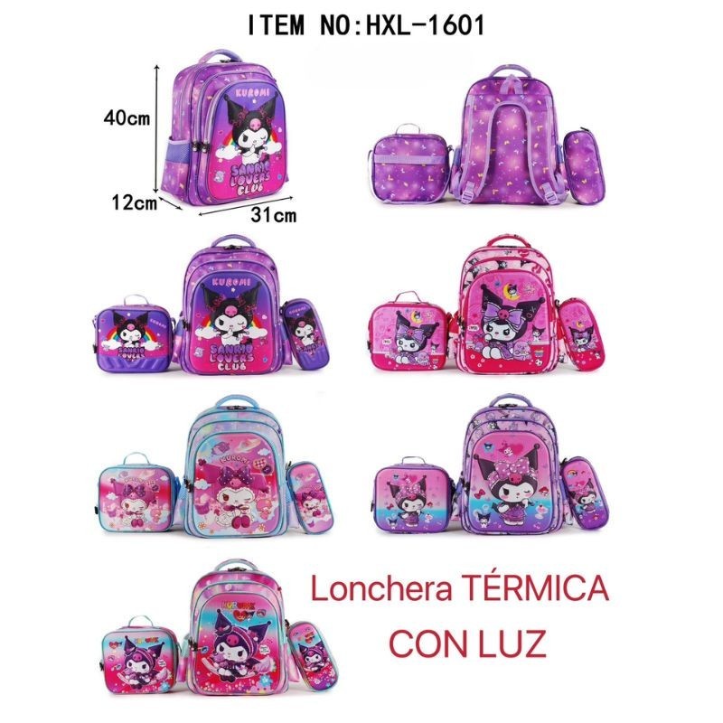 Mochila 3 Pcs para Niñas con Luces 1601