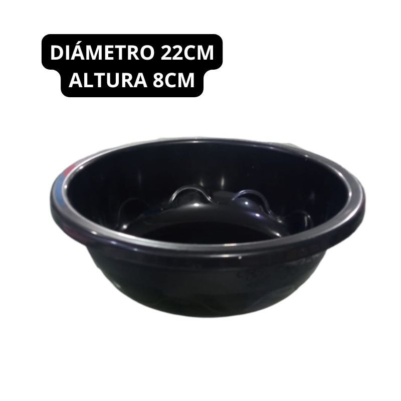 Tazón Negro de Plástico Diámetro 22cm Altura 8cm