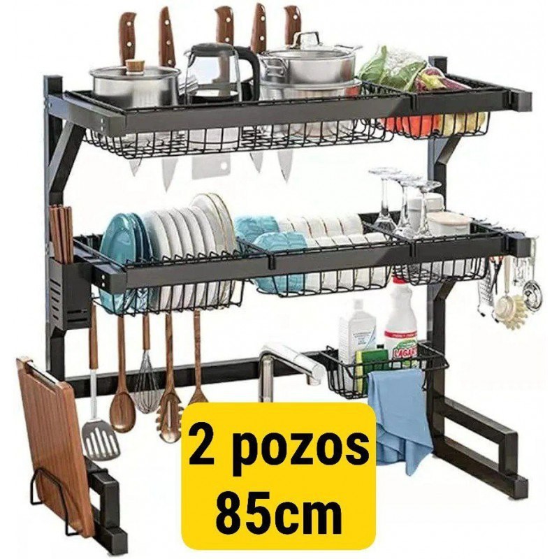 Platera Metálica de 2 Pisos y 2 pozos 85cm 1290